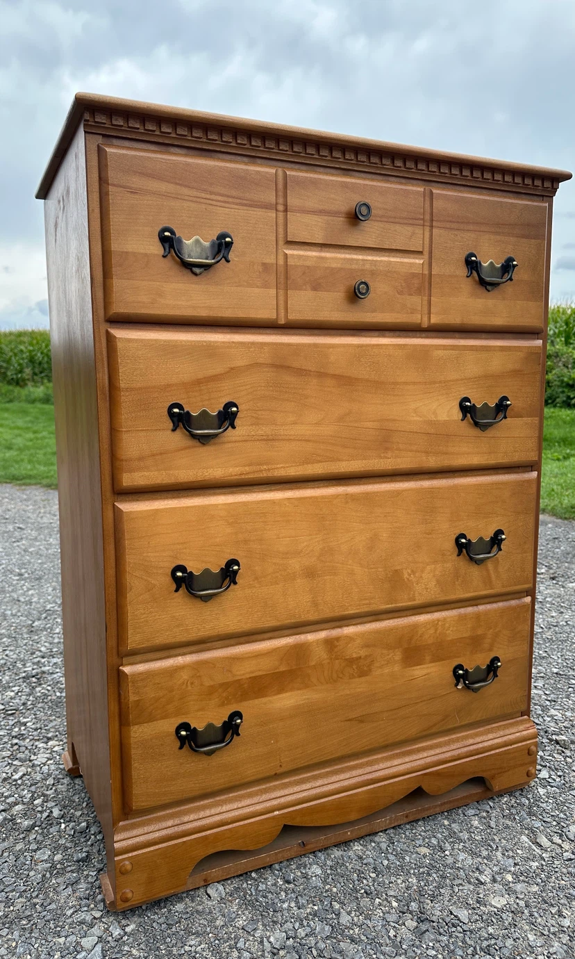 Vintage Marius Ouellet Solid Birch Highboy Dresser (CAN DELIVER) - photo 4