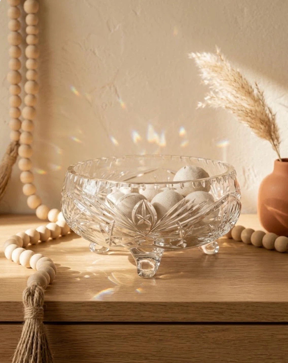 Gorgeous Vintage 3-Footed Cut Crystal Bowl Decor - photo 2