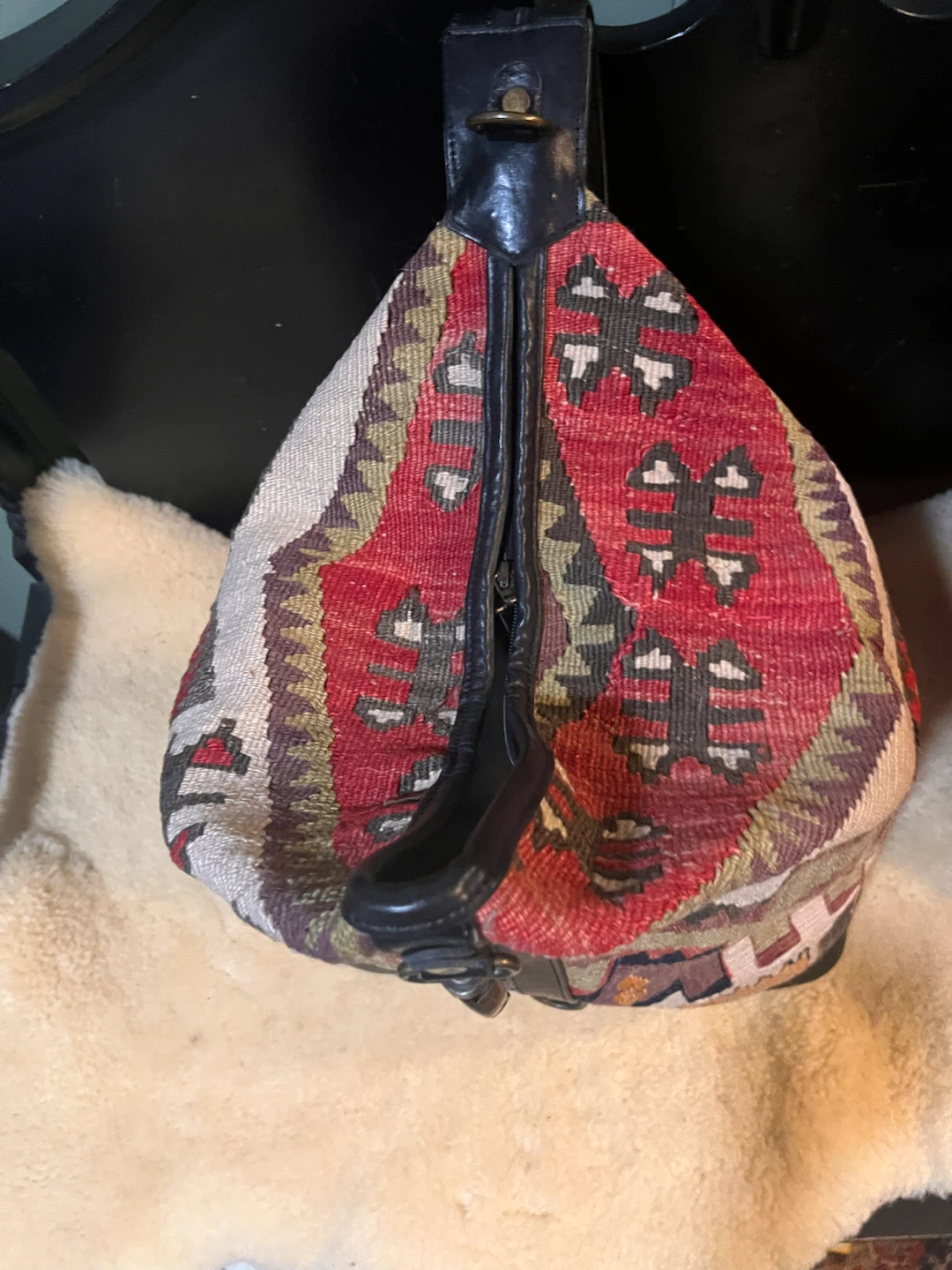 Unique vintage handmade kilim backpack/ purse - photo 3