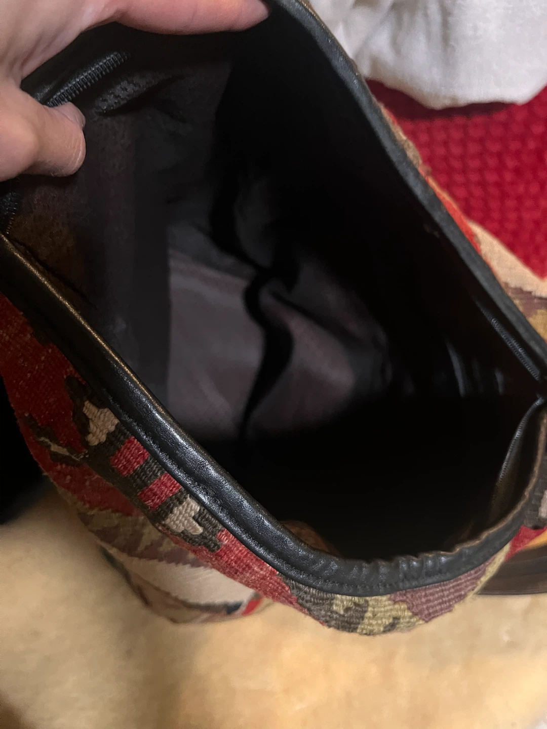 Unique vintage handmade kilim backpack/ purse - photo 4