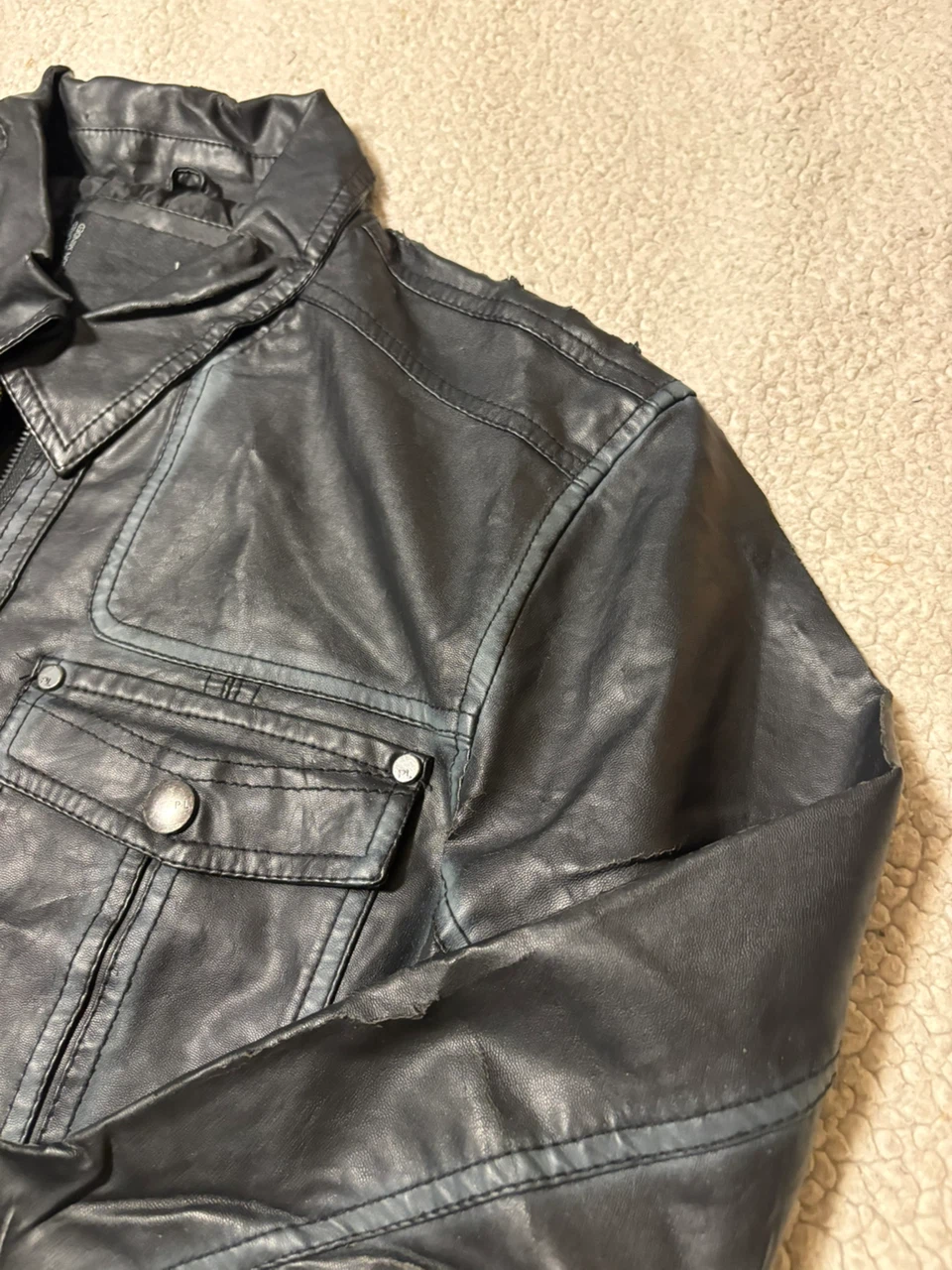 Premium Lounge Weathered Look Pu Leather Men’s Jacket - photo 5