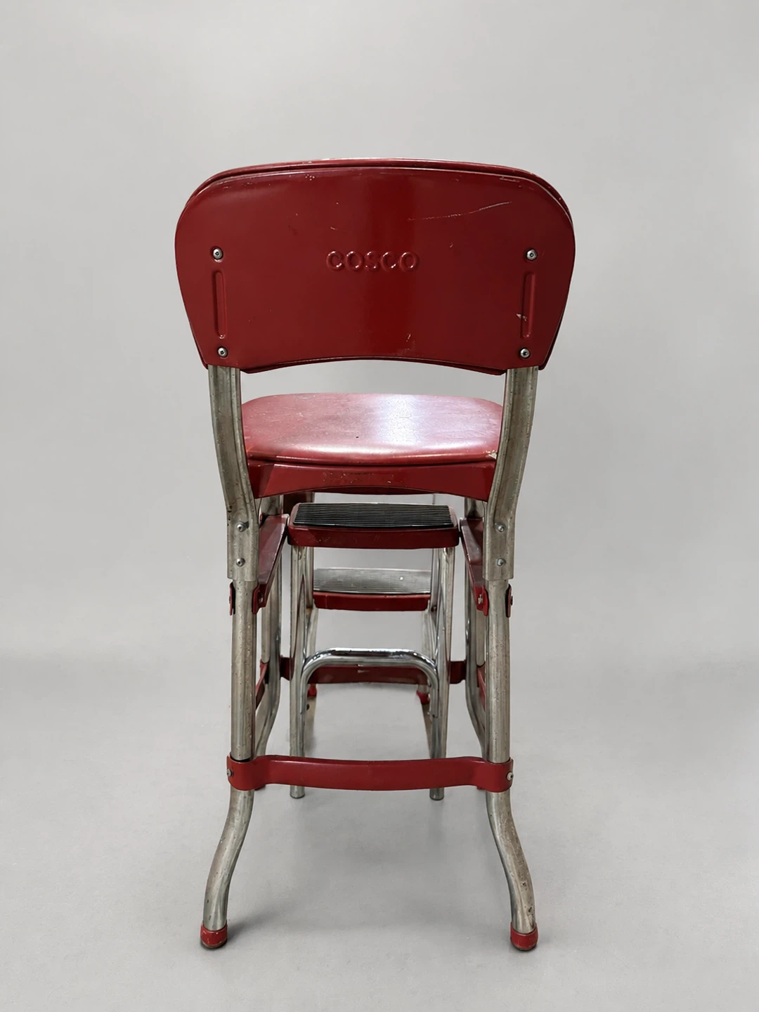 Vintage COSCO Red Kitchen Chair with Pull-Out Steps - photo 3