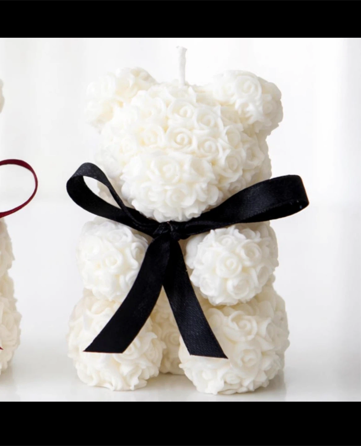 White Rose Bear Candle