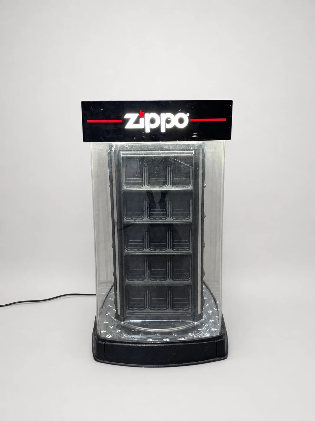 Vintage Zippo Lighted Rotating Countertop Display Case