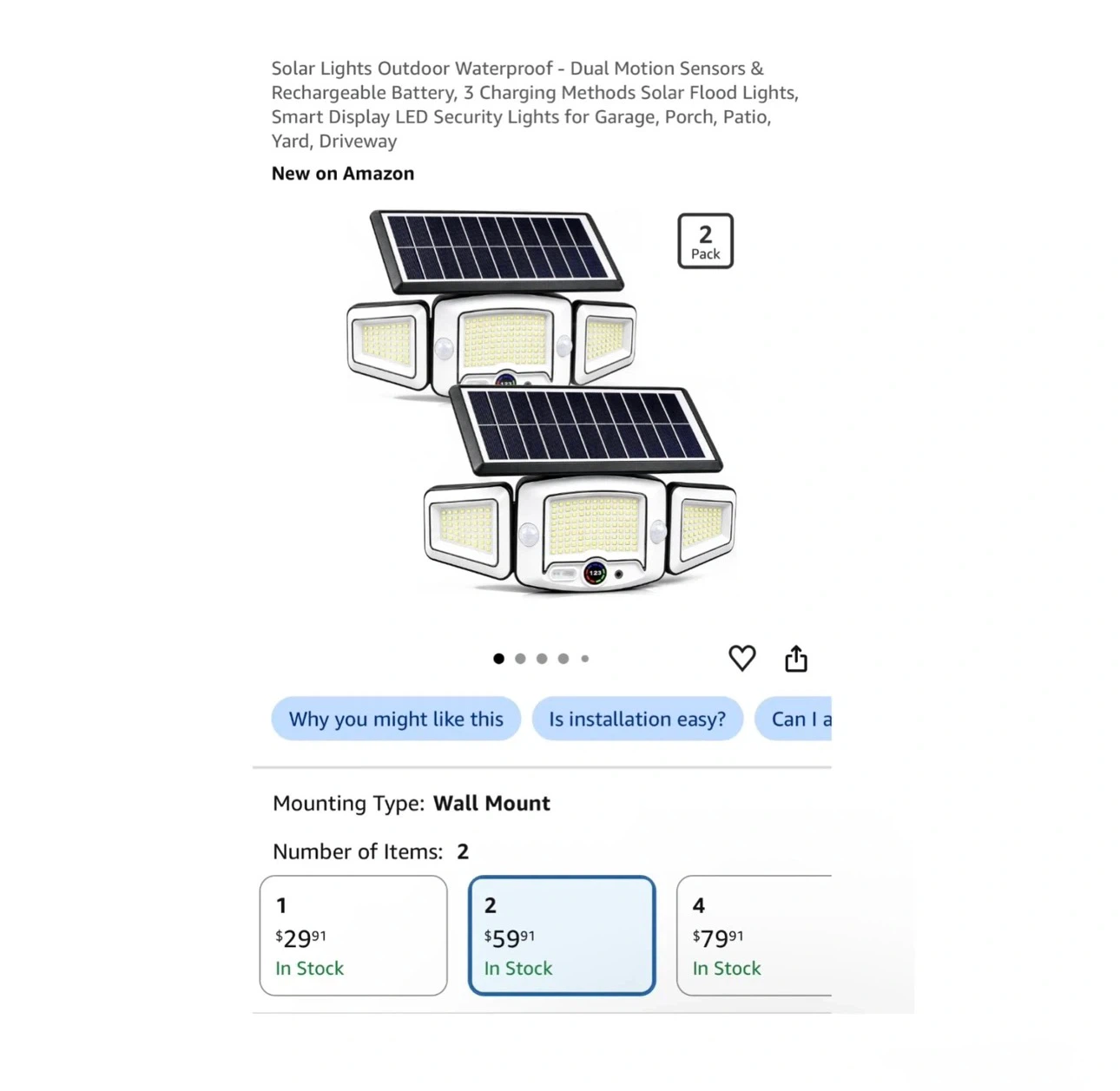 Brand new 2 PCS Solar Lights Outdoor Waterproof