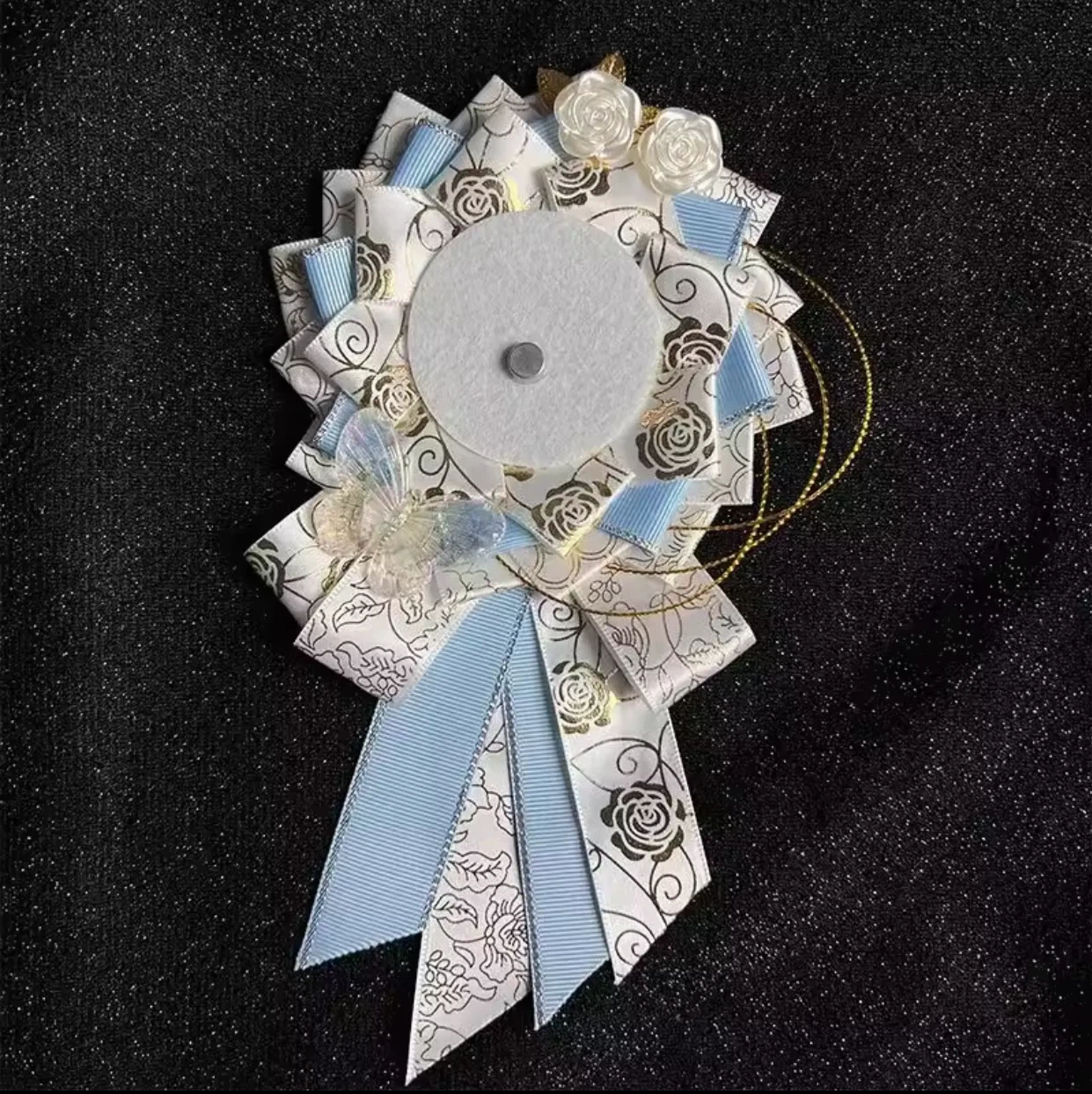 Handmade Floral Ribbon Rosette Badge