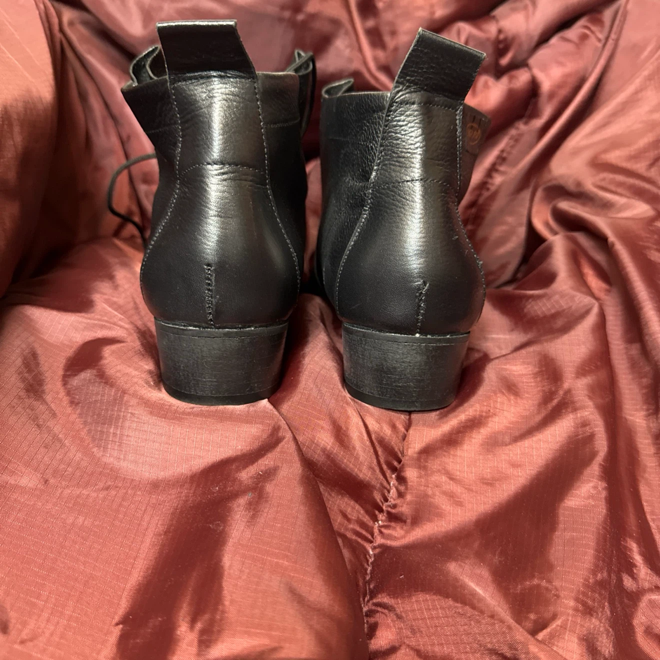 Black Leather ankle Lace-Up Boots Size 40