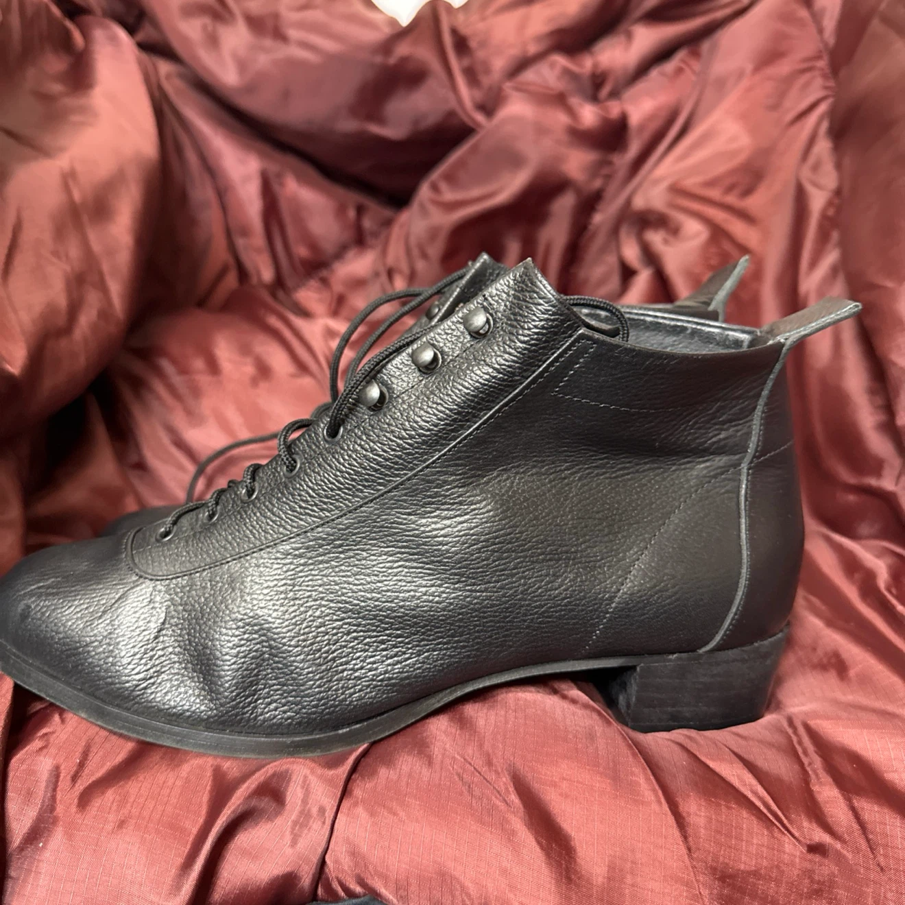 Black Leather ankle Lace-Up Boots Size 40 - photo 3
