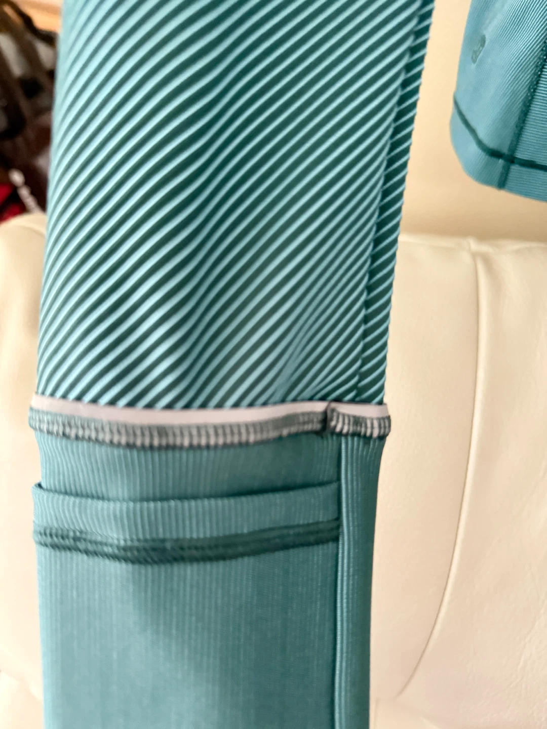 Teal Blue Striped Quarter Zip Long Sleeve Top with Thumbholes - photo 3