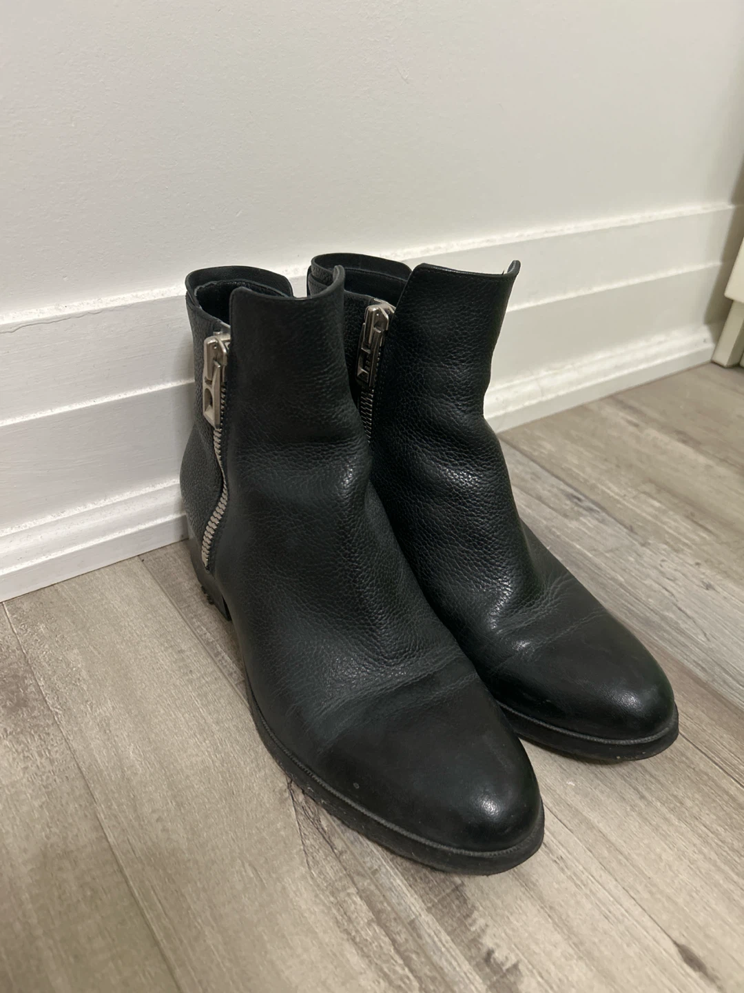 Phillip Lim Black zipper leather ankle boots