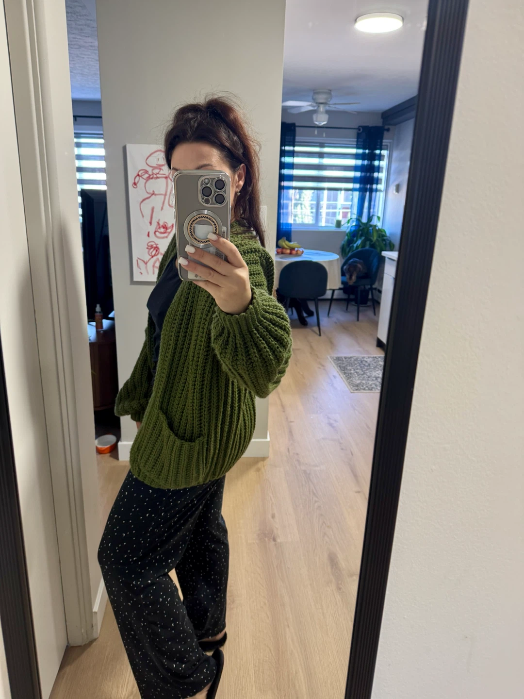 Handmade Olive Green Crochet Cardigan