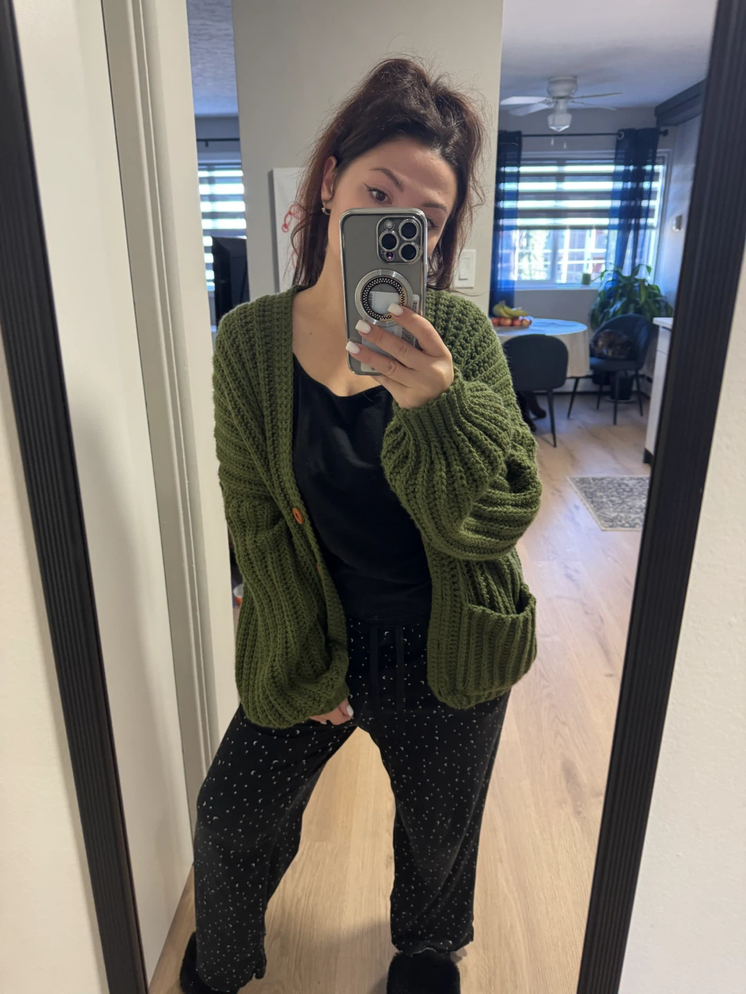 Handmade Olive Green Crochet Cardigan - photo 2