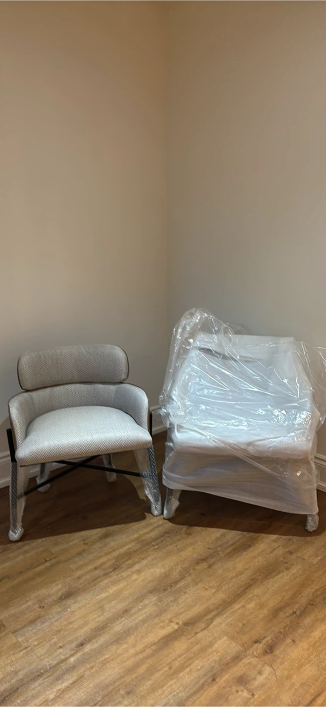 New Pair of modern 2 toned  upholstered accent chairs - photo 5