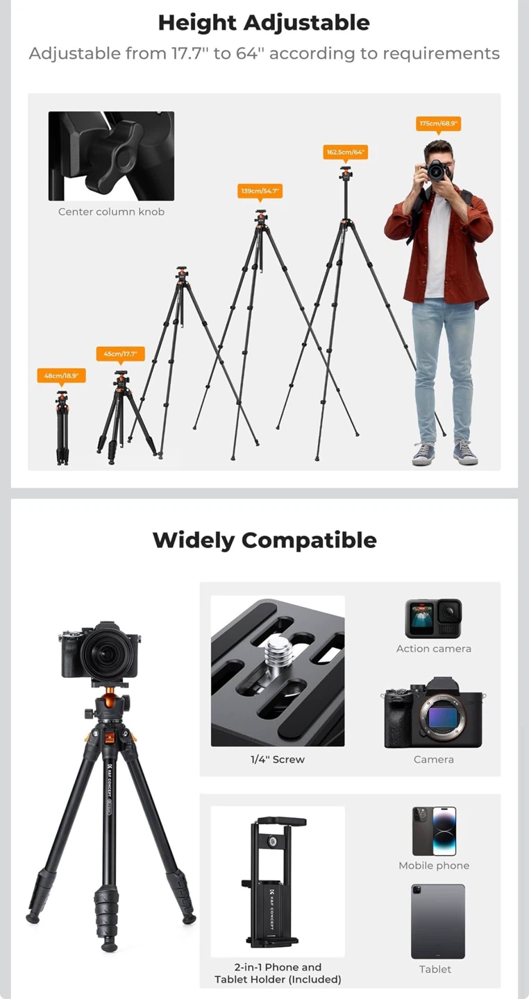 K&F Concept O235A1 Camera Tripod - photo 4