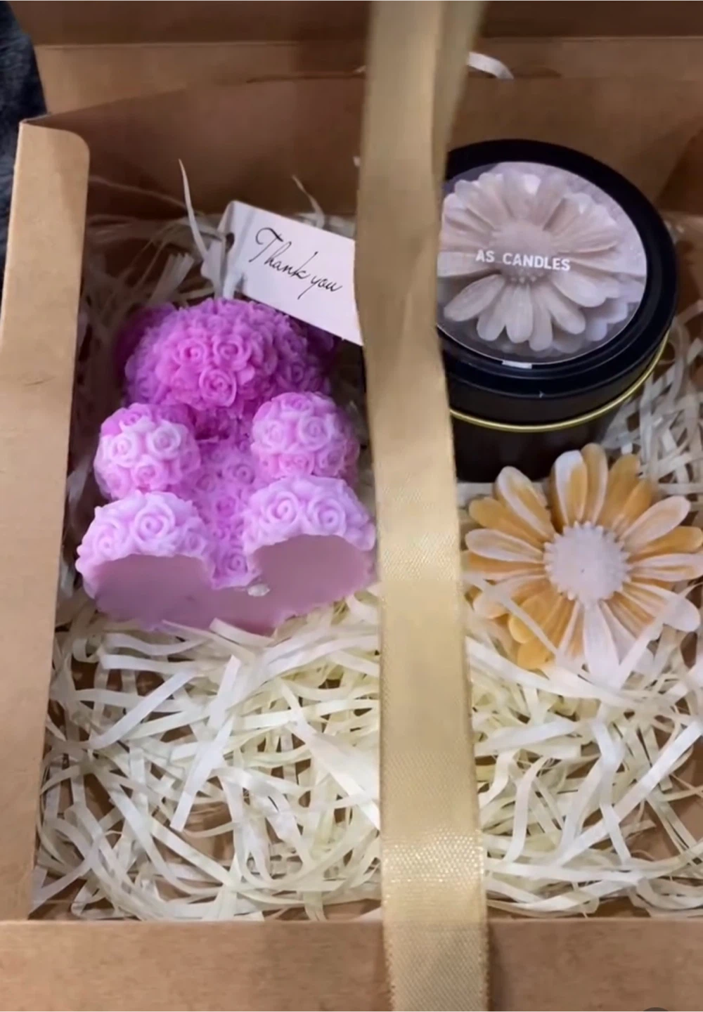 AS Candles Teddy Bear and Flower Candle Gift Set