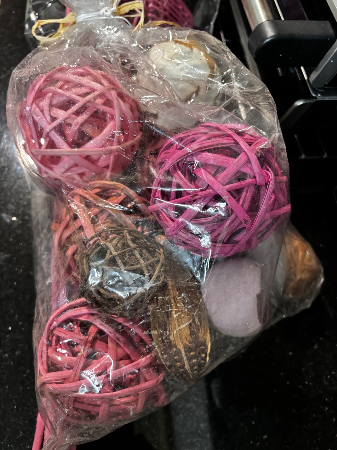 New, Pink Woven Heart Picks & Decorative Balls - photo 2