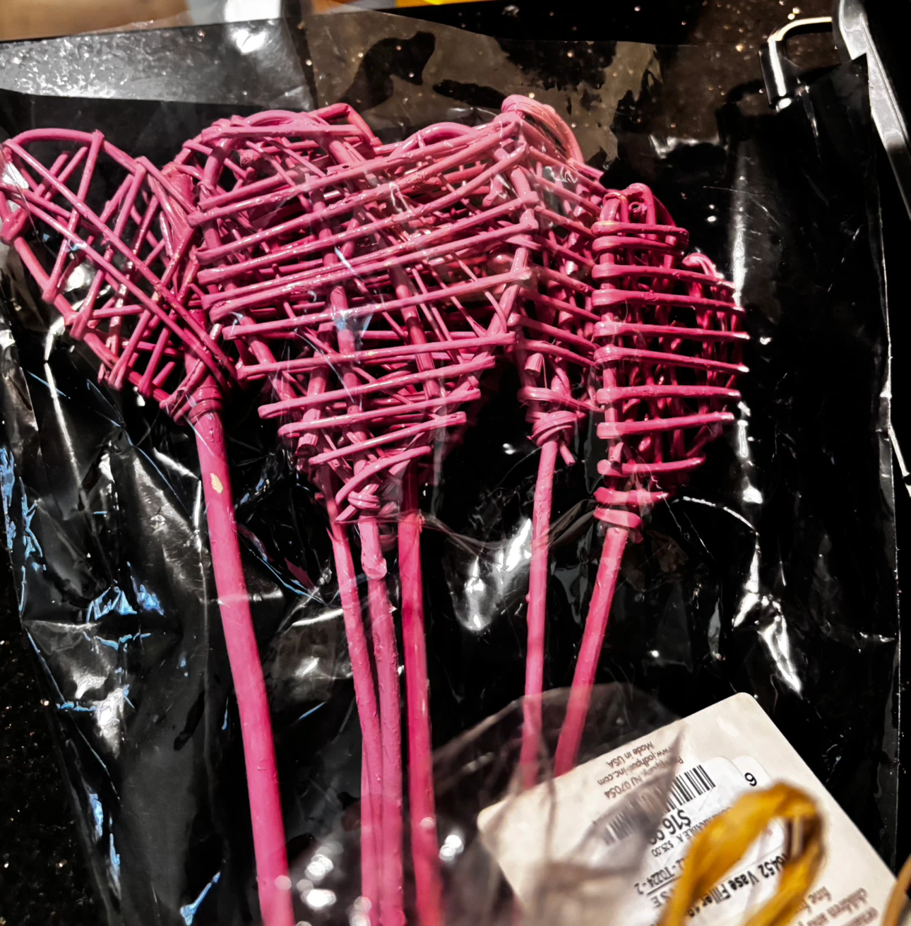 New, Pink Woven Heart Picks & Decorative Balls - photo 3