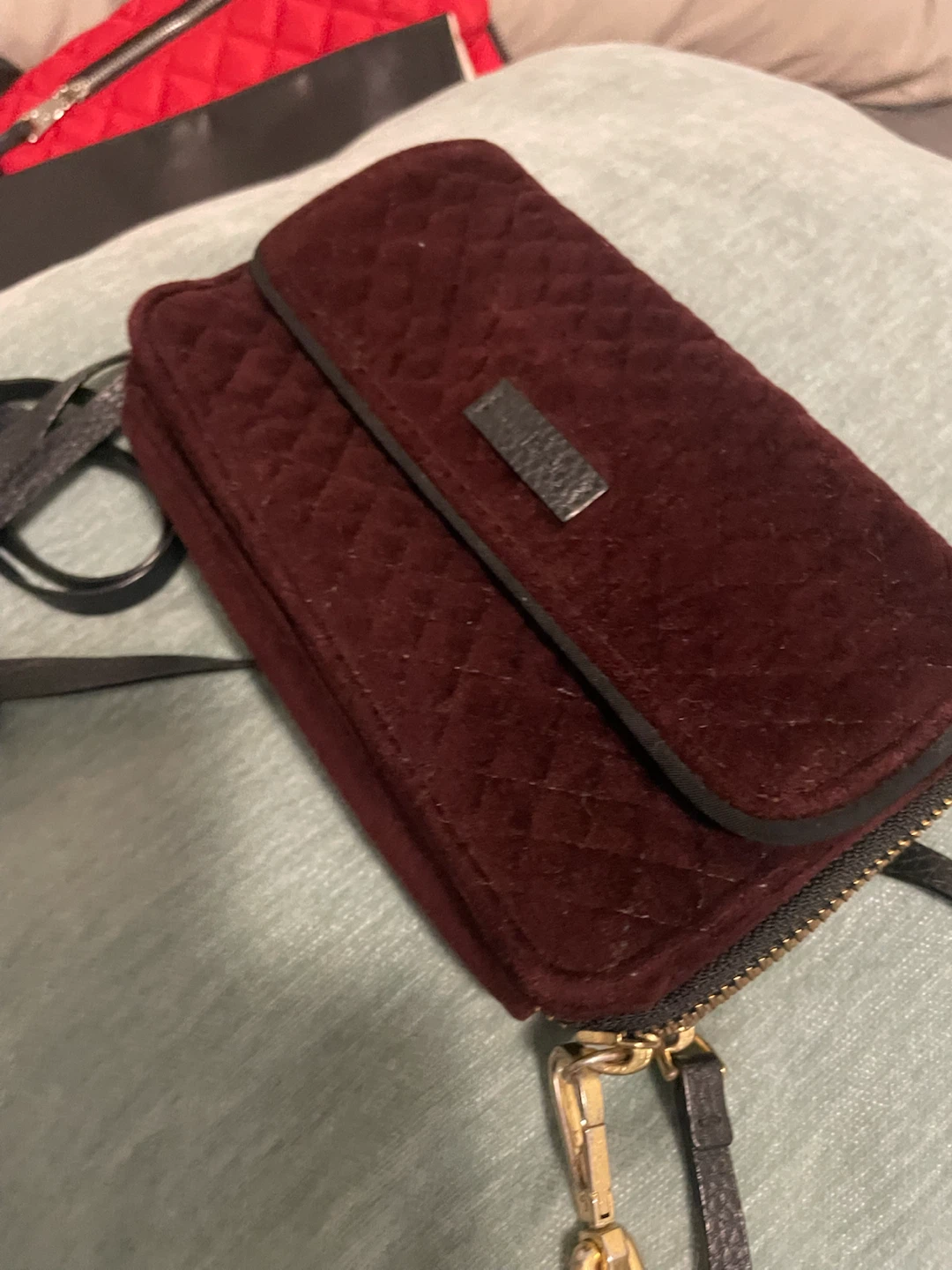 Vera Bradley Quilted Velvet Crossbody Bag - Burgundy