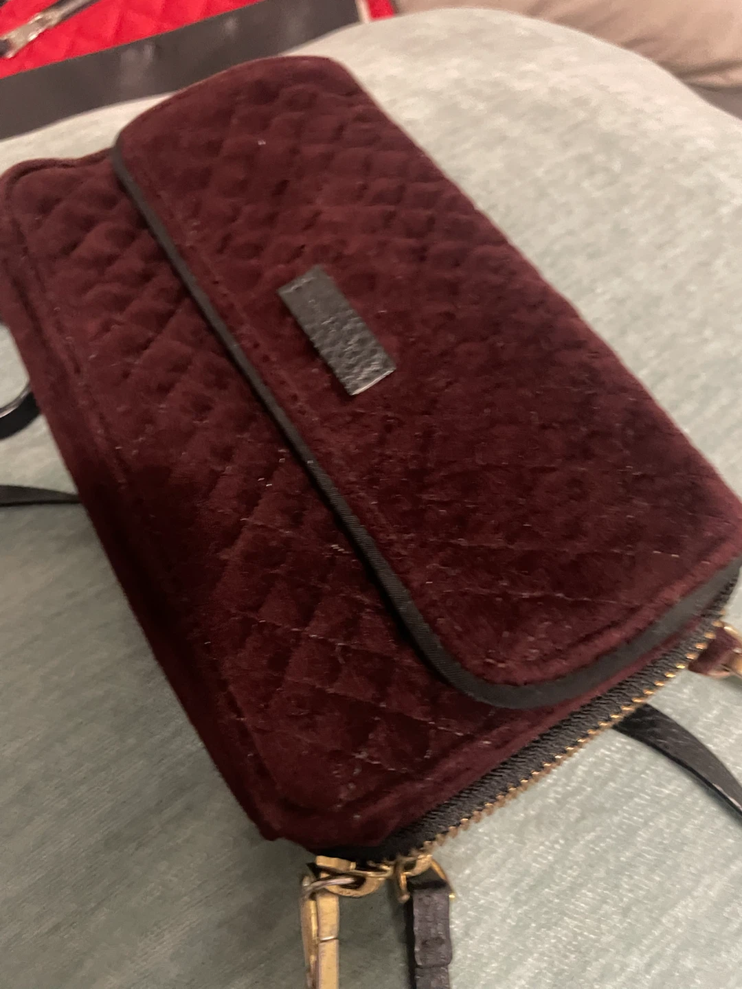 Vera Bradley Quilted Velvet Crossbody Bag - Burgundy - photo 3