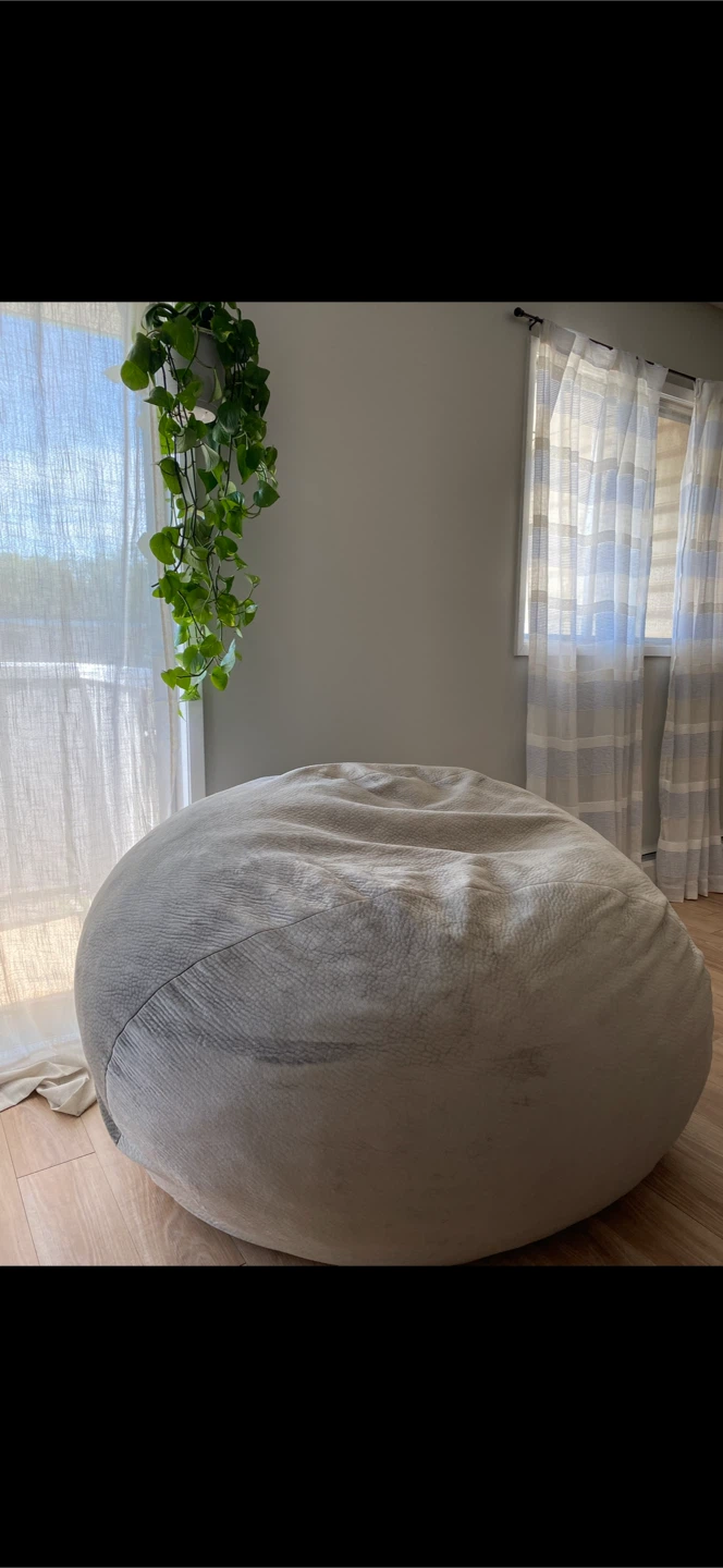 Large grey bean bag chair