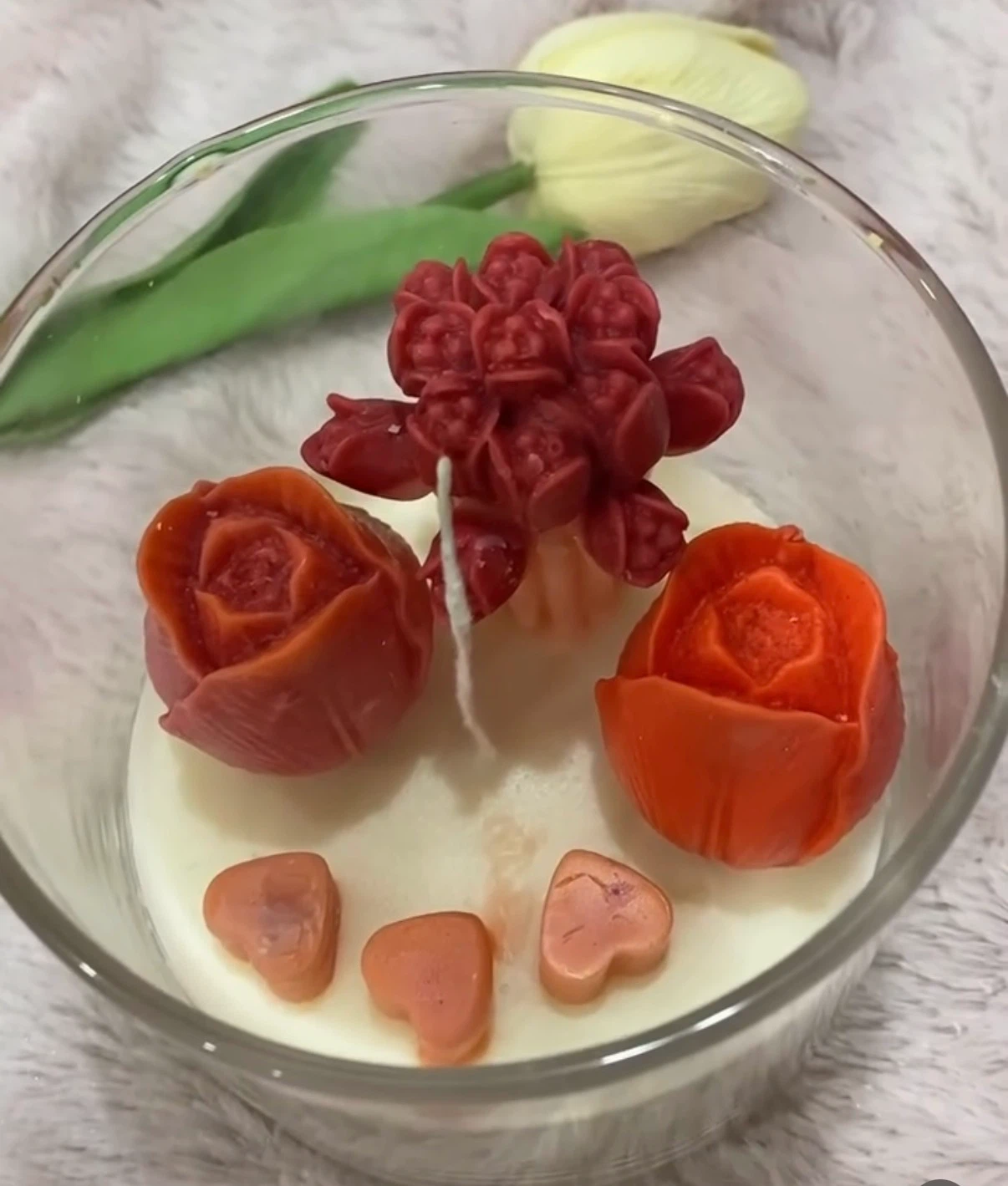 Decorative Rose and Heart Candle