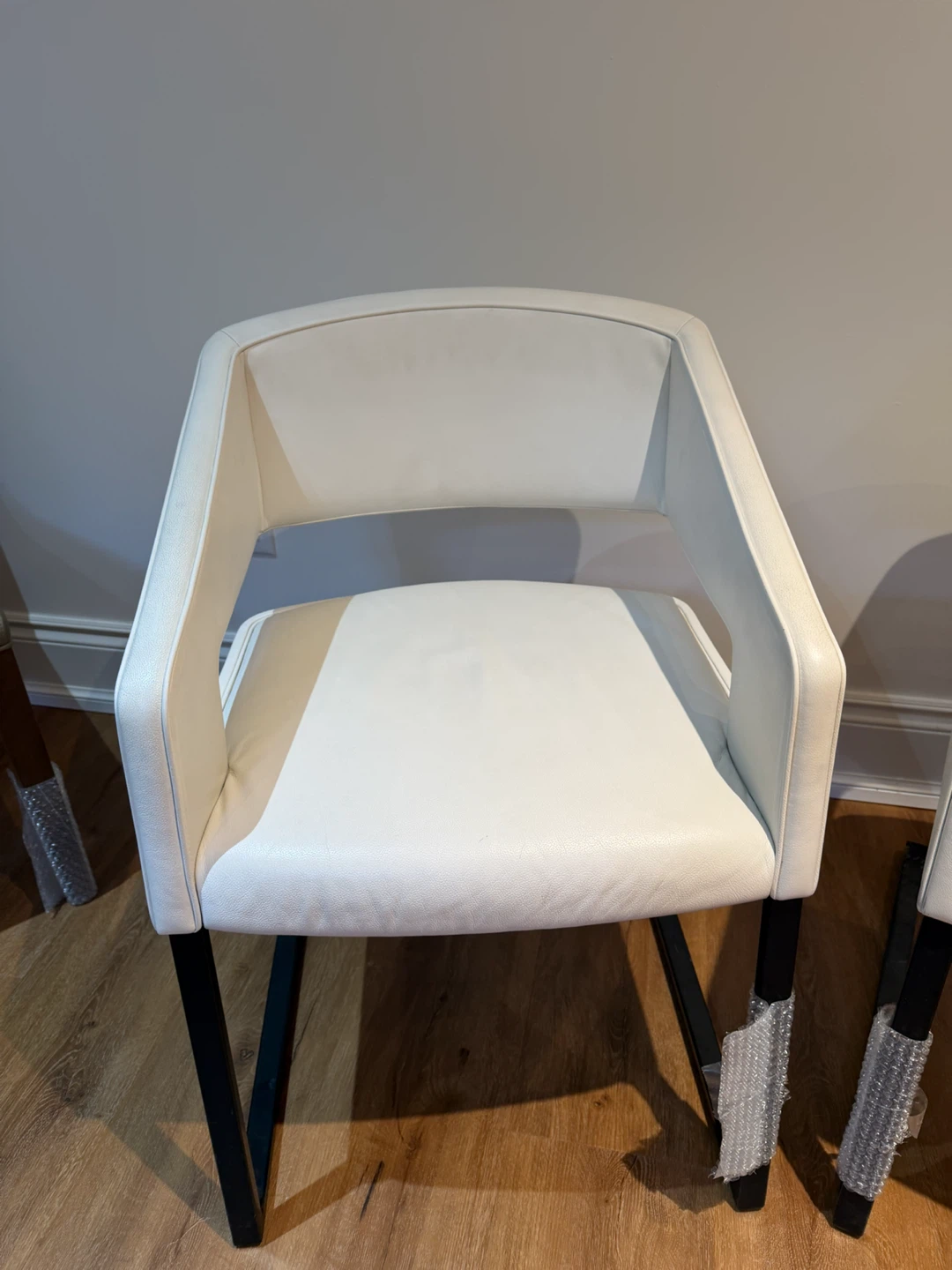 NEW Set of Two White Leather Dining Chairs