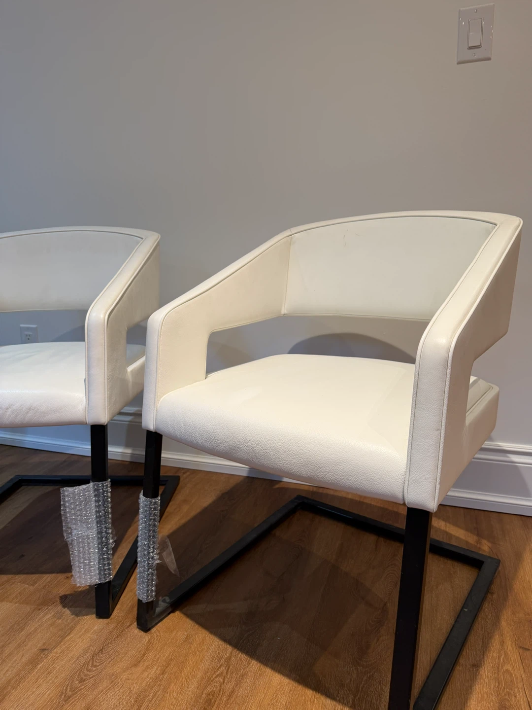 NEW Set of Two White Leather Dining Chairs - photo 2