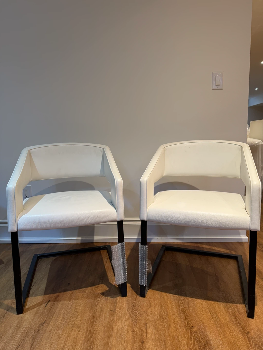 NEW Set of Two White Leather Dining Chairs - photo 3