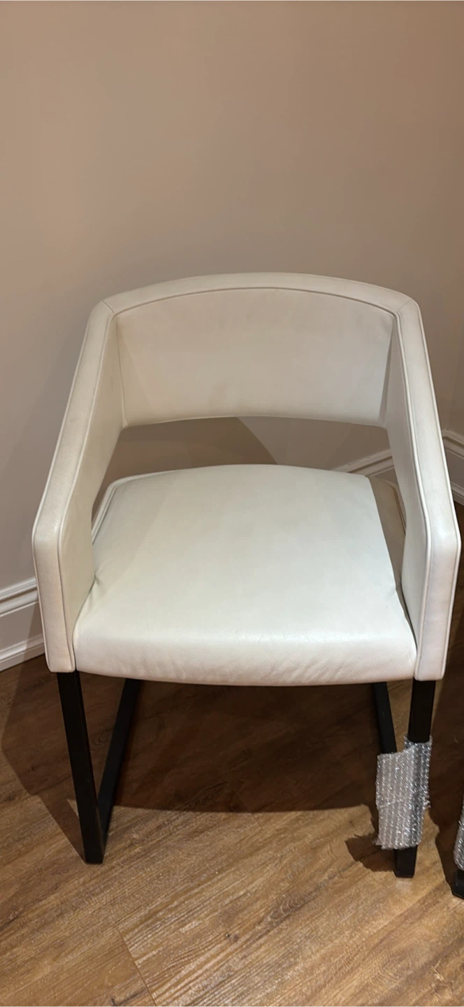 NEW Set of Two White Leather Dining Chairs - photo 4