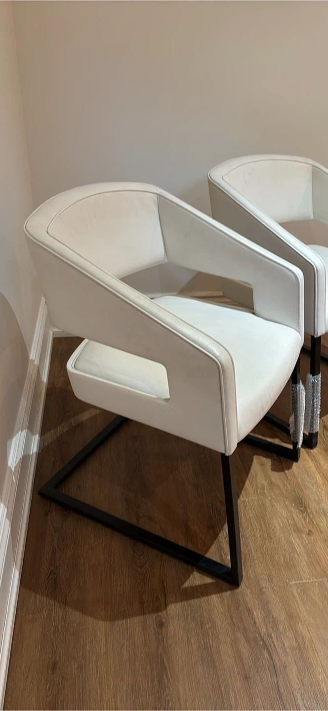 NEW Set of Two White Leather Dining Chairs - photo 5