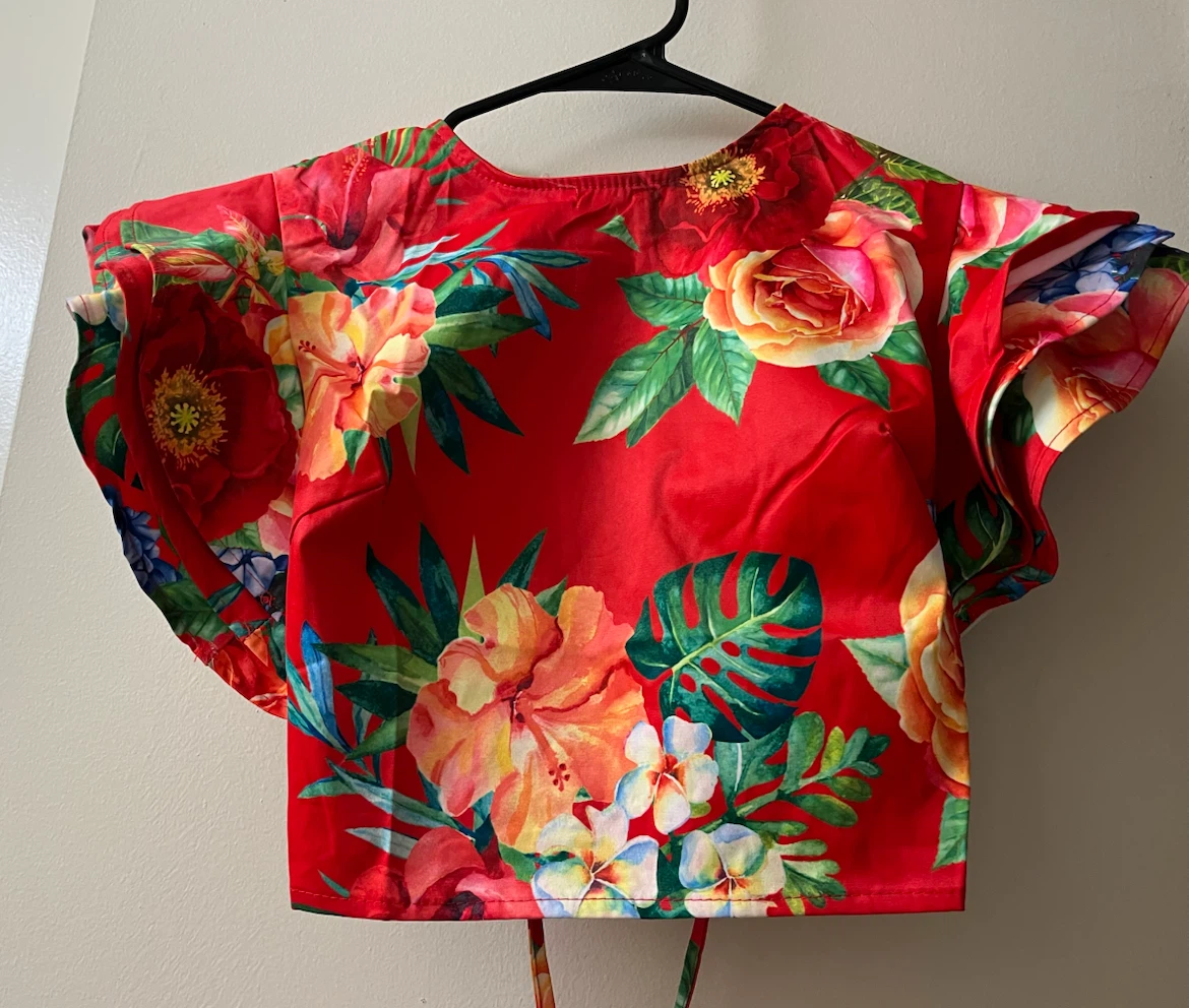Floral Top - Red with Ruffles - photo 2