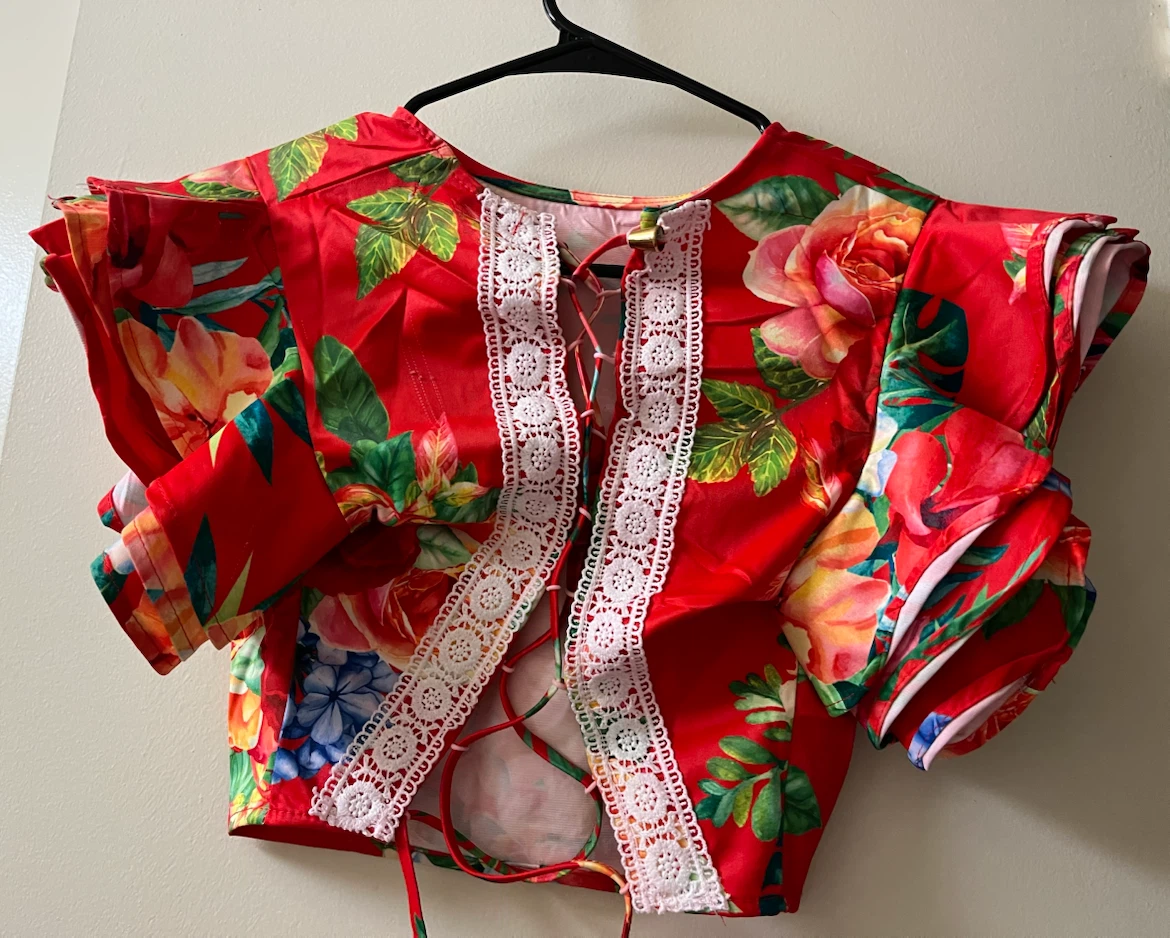 Floral Top - Red with Ruffles - photo 3