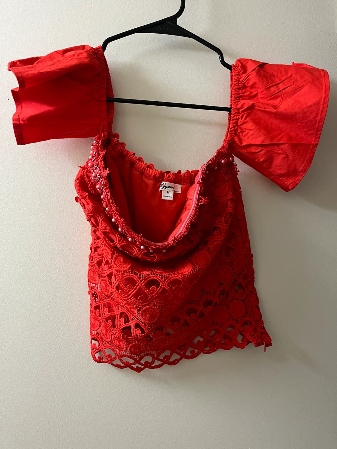 Shein Red Lace Off-the-Shoulder Top - photo 3