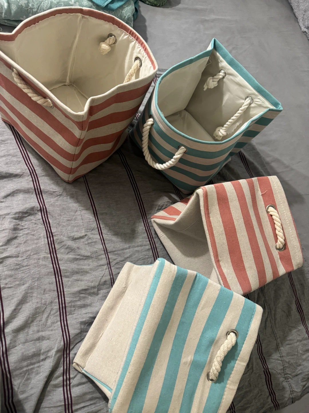 Set of 4 Striped Storage Baskets