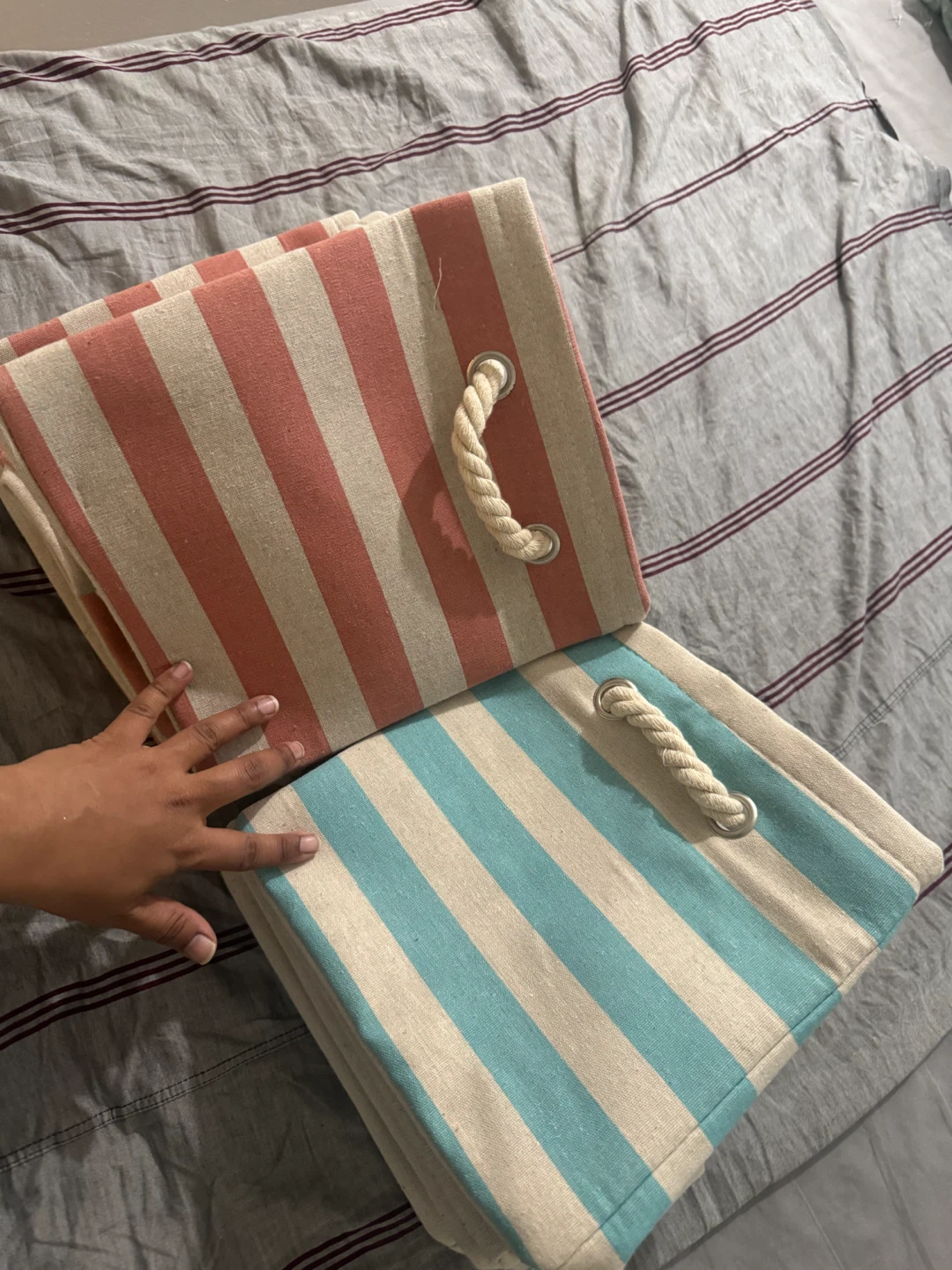 Set of 4 Striped Storage Baskets - photo 3