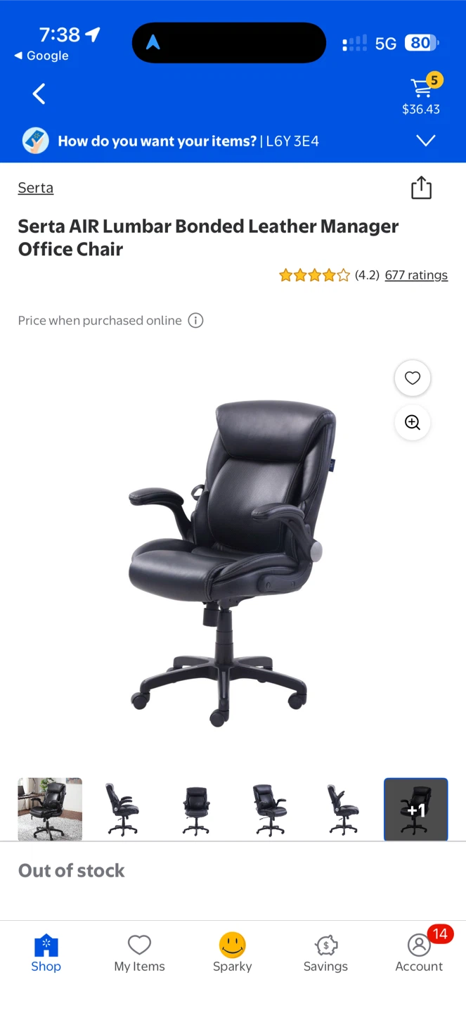 Serta AIR Lumbar Bonded Leather Manager Office Chair