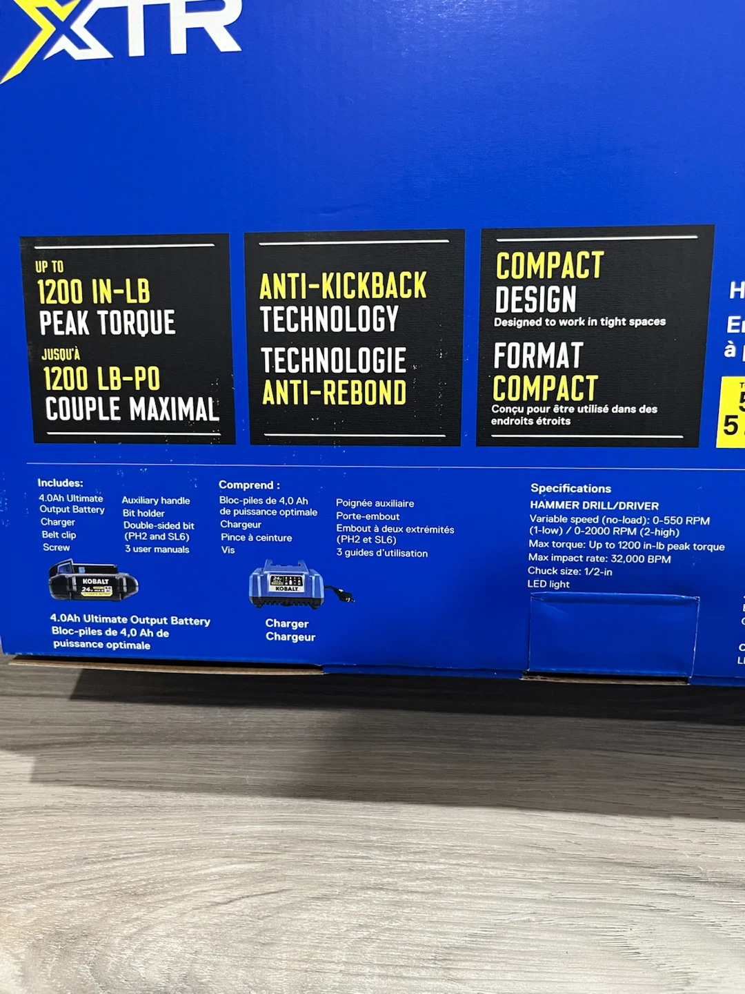 Kobalt XTR 24V Max Brushless Hammer Drill/Driver Kit - photo 3