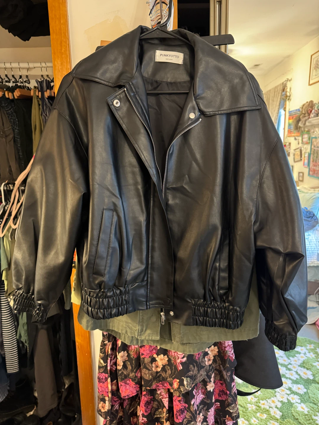 Pinkyotto New York Black Faux Leather Jacket