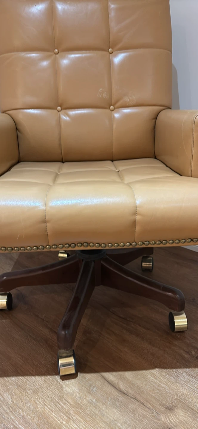 NEW Tan Faux Leather Tufted Office Chair minor scratches - photo 2