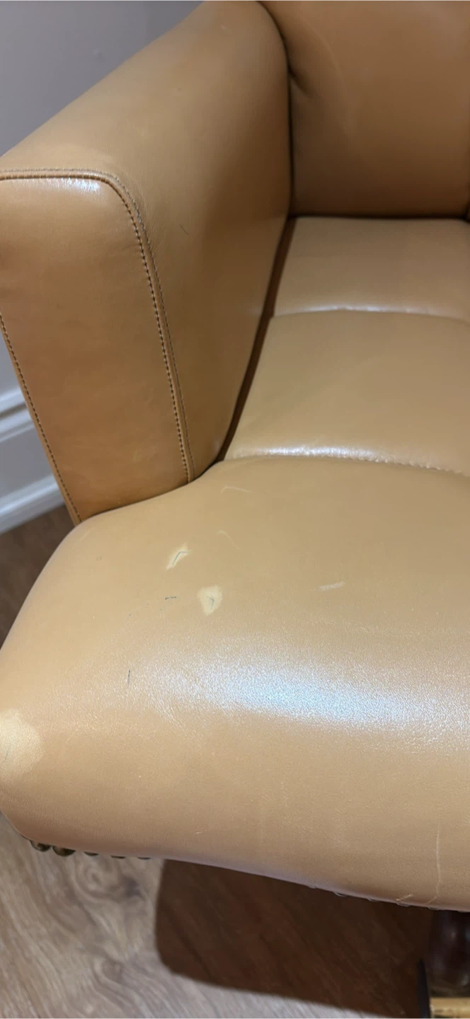 NEW Tan Faux Leather Tufted Office Chair minor scratches - photo 3