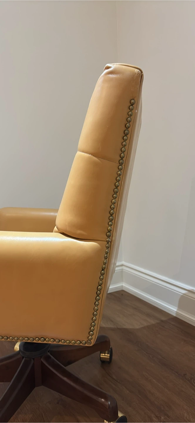 NEW Tan Faux Leather Tufted Office Chair minor scratches - photo 4
