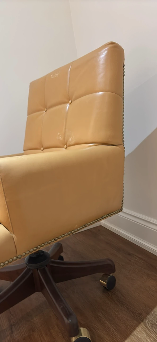 NEW Tan Faux Leather Tufted Office Chair minor scratches - photo 5