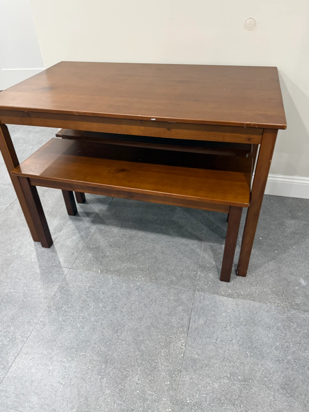 Wooden Dining Table with 2 Bench seats
