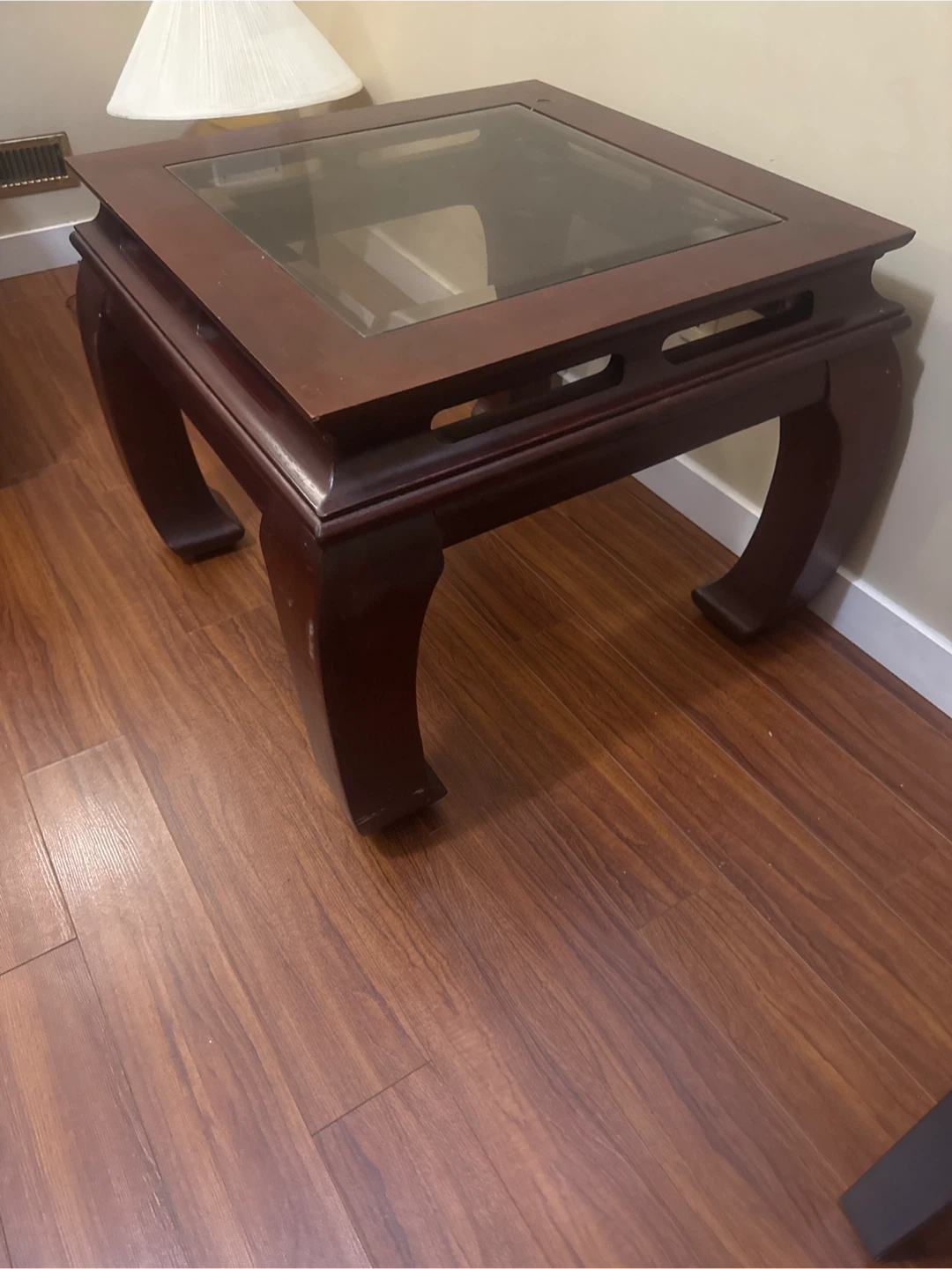 vintage Ming-style dark mahogany/Rosewood glass table - photo 3