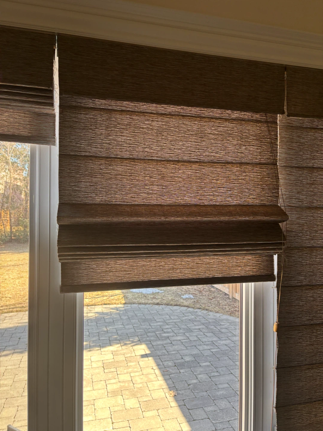 Shade-O-Matic Roman Shades Blue/ Brown 3 Panels