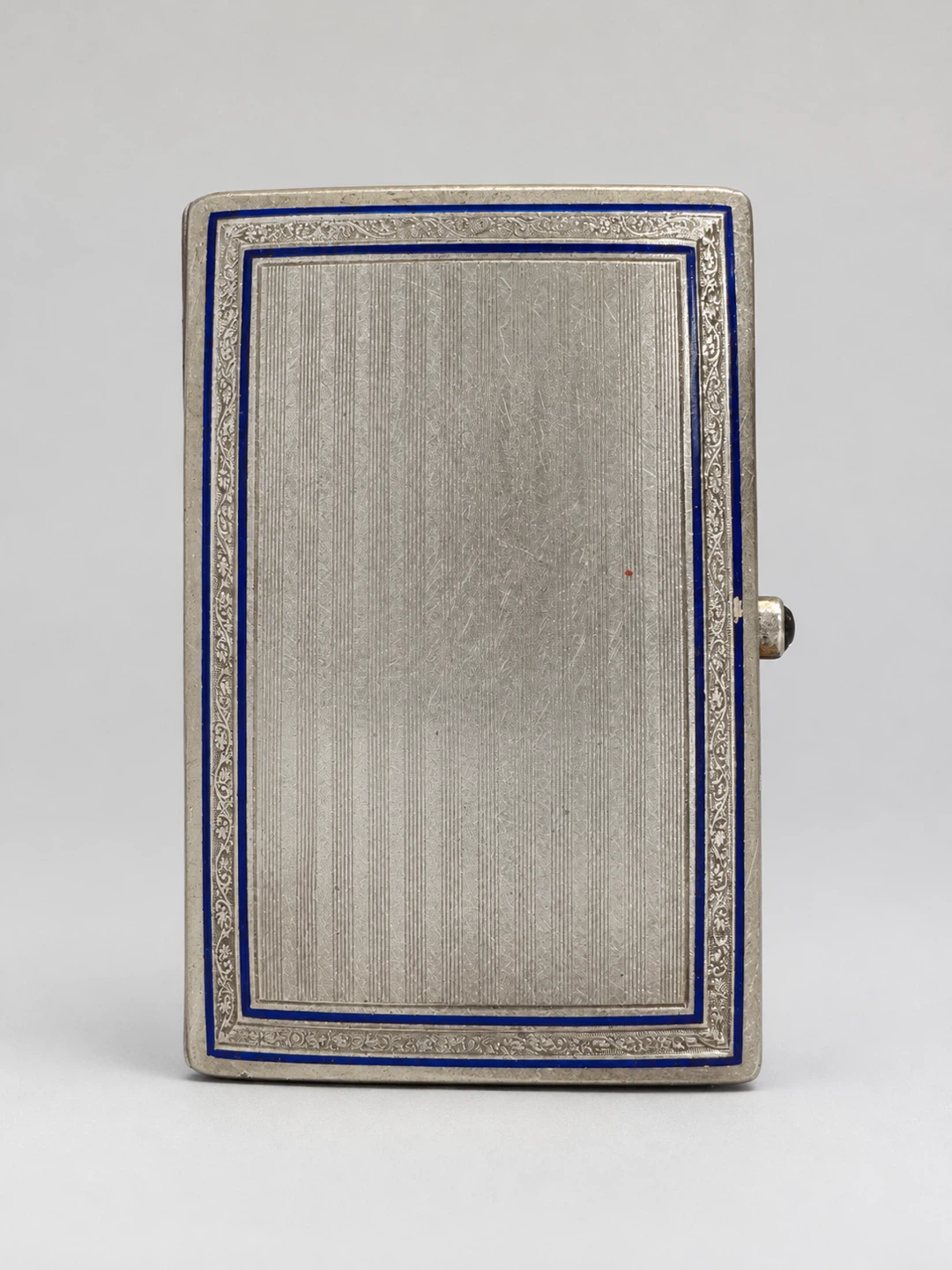 Antique 935 Silver Cigarette Case with Blue Enamel
