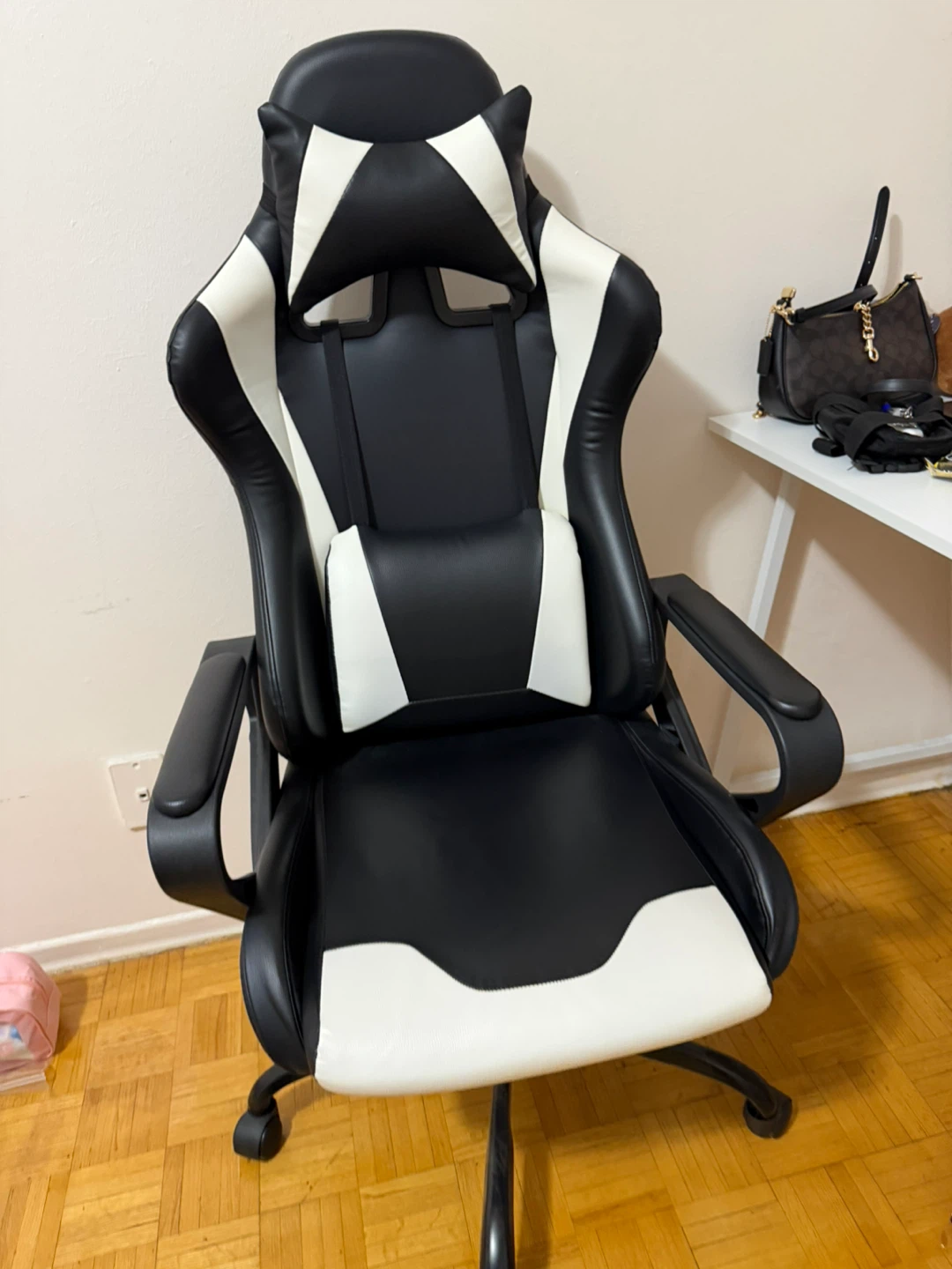 Black and white gaming chair