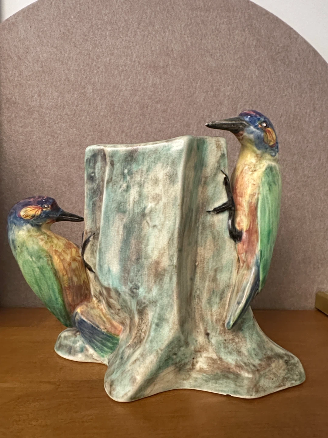 Rare Vintage Radford Handcraft Pottery Woodpecker Vase