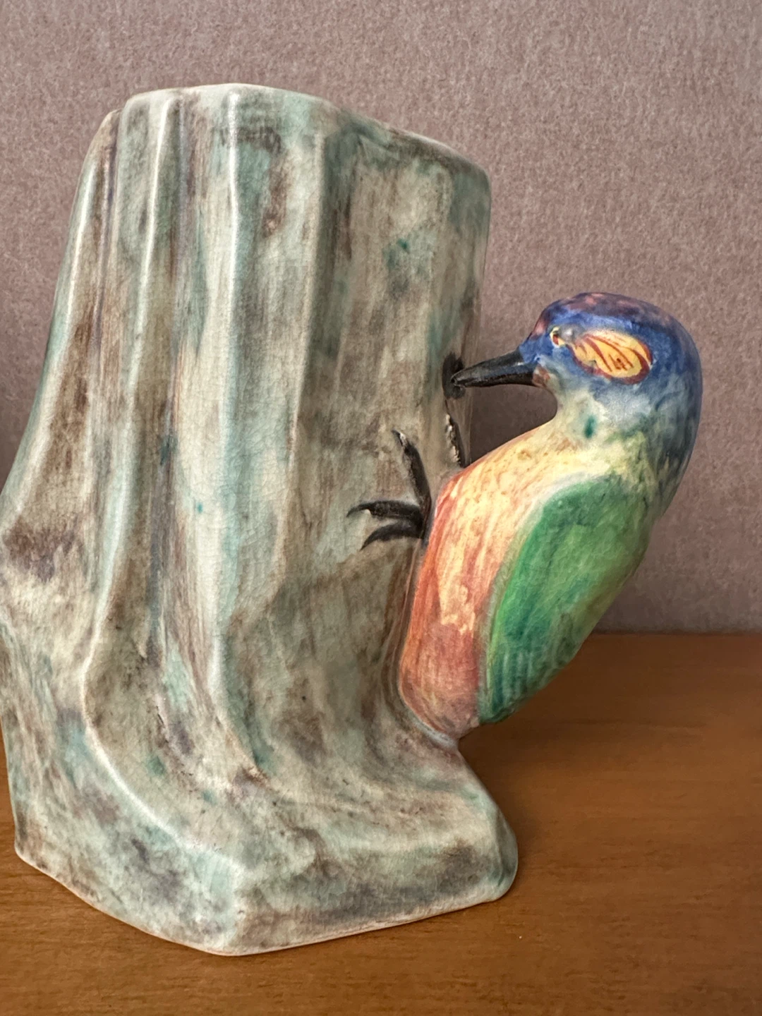 Rare Vintage Radford Handcraft Pottery Woodpecker Vase - photo 4