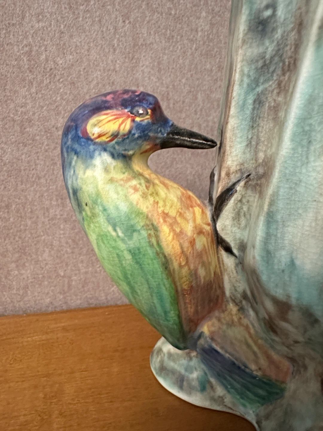 Rare Vintage Radford Handcraft Pottery Woodpecker Vase - photo 5